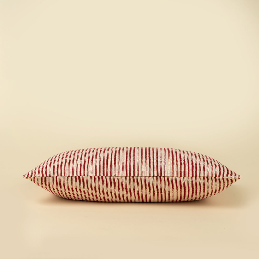 Indaba 21"x12" Red Ticking Cushion 01-9121