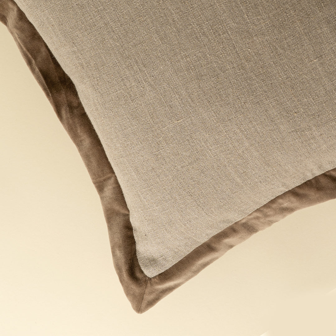 Indaba Chocolate Velvet Edge Pillow  01-8959