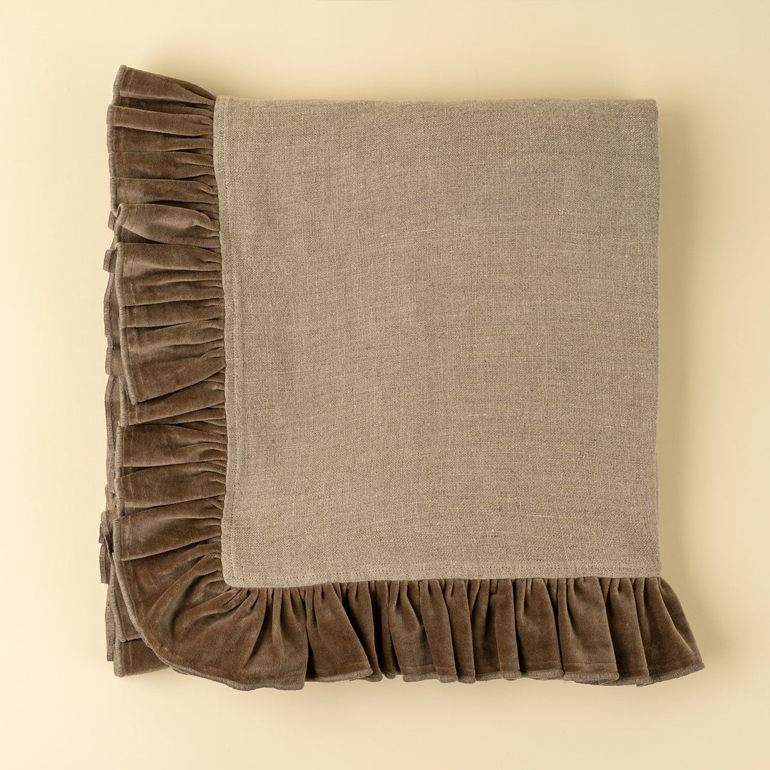 Indaba Velvet Ruffle Linen Throw 01-8957