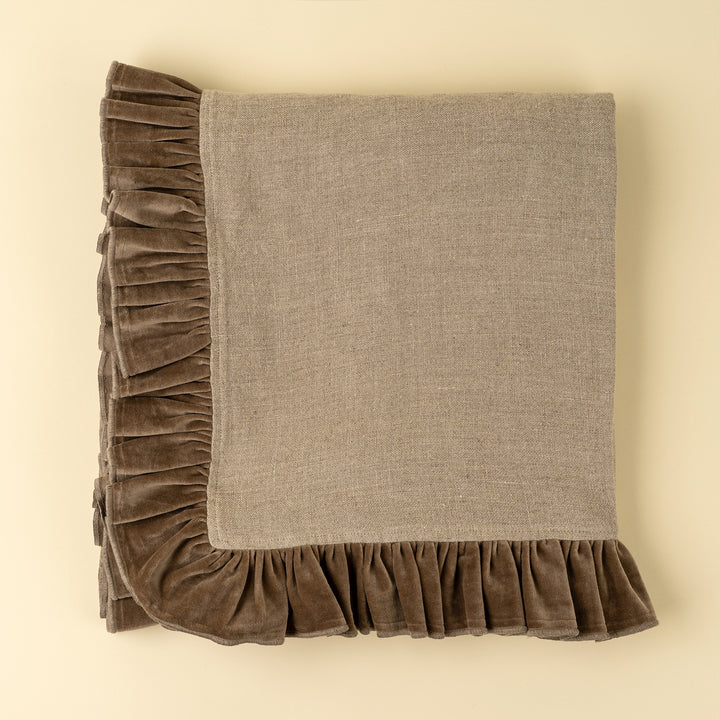 Indaba Velvet Ruffle Linen Throw 01-8957