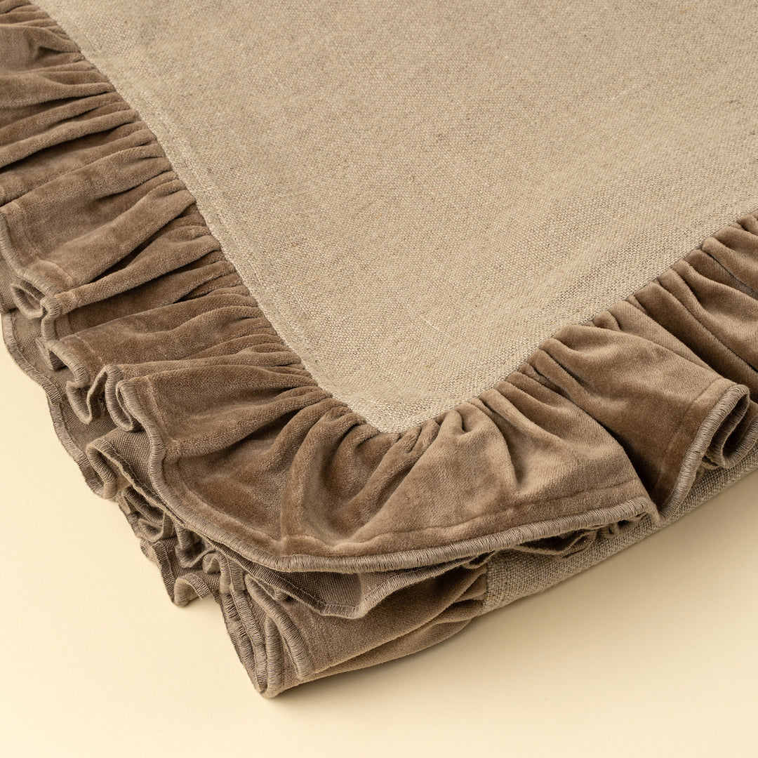 Indaba Velvet Ruffle Linen Throw 01-8957