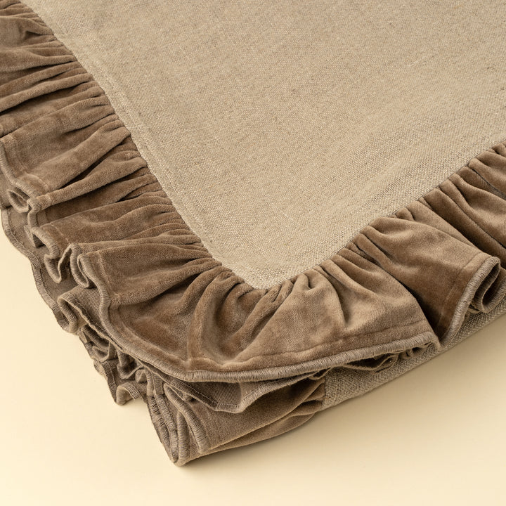 Indaba Velvet Ruffle Linen Throw 01-8957
