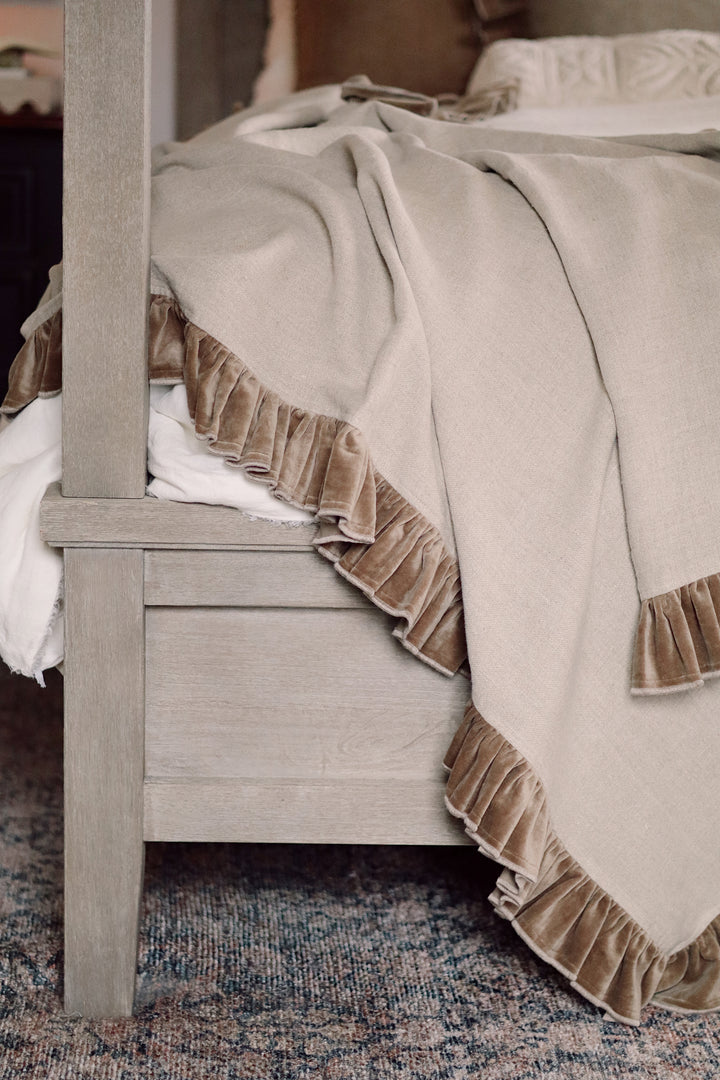 Indaba Velvet Ruffle Linen Throw 01-8957