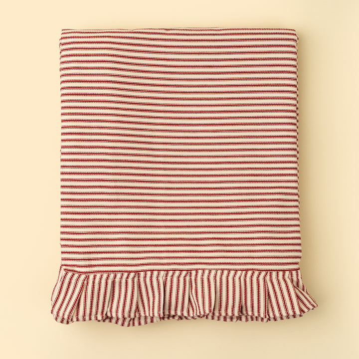 Indaba Red Ruffle Ticking Tablecloth 4-6273