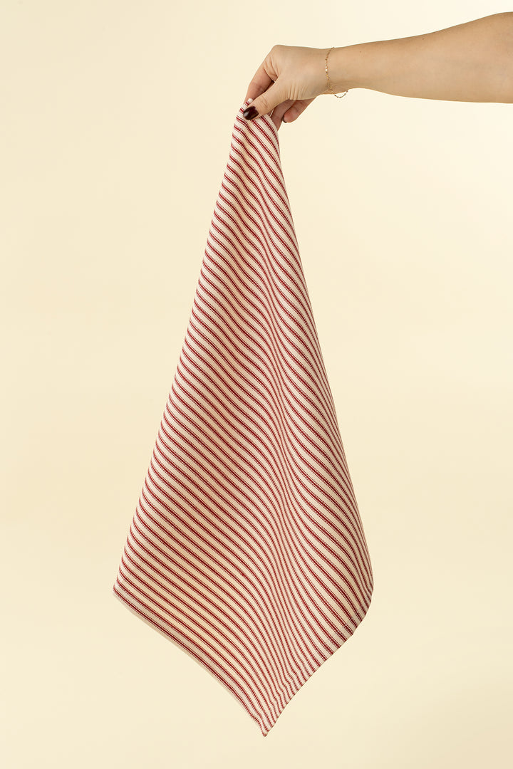 Indaba Red Ticking Napkin Set/4 4-6275