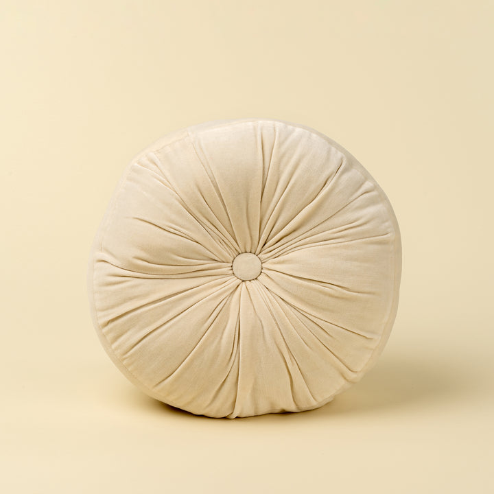 Indaba Velvet Tuft Round Cushion 01-8891 Ivory