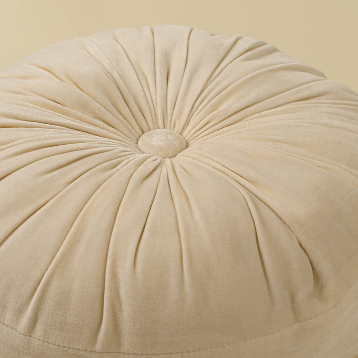 Indaba Velvet Tuft Round Cushion 01-8891 Ivory