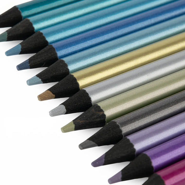 Moulin Roty 12 Metallic Coloring Pencils   Les Cometes Filantes   687009