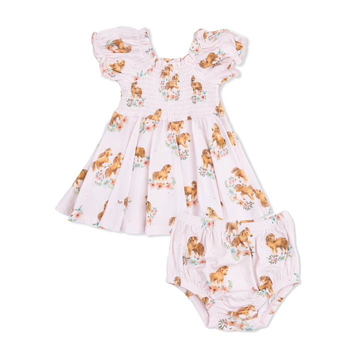 Angel Dear Baby Girl Smocked Twirly Dress w Bloomer  688-S26-PPN