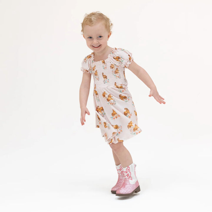 Angel Dear Baby Girl Smocked Twirly Dress w Bloomer  688-S26-PPN