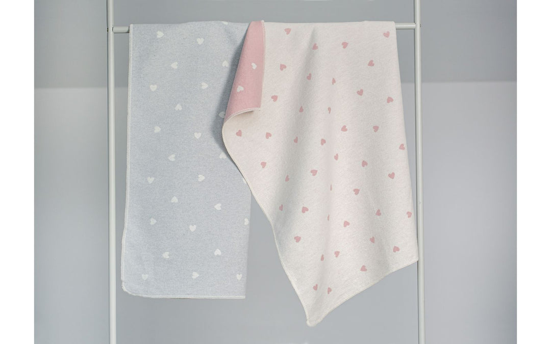 David Fussenegger Baby Blanket Juwel Hearts Allover   DF68941479   Rose