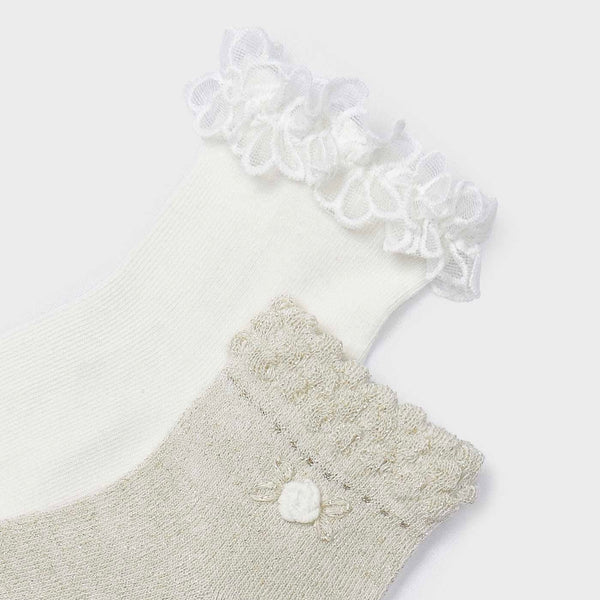 Mayoral Girls 2pc Sock Set   10912-55   Champagne