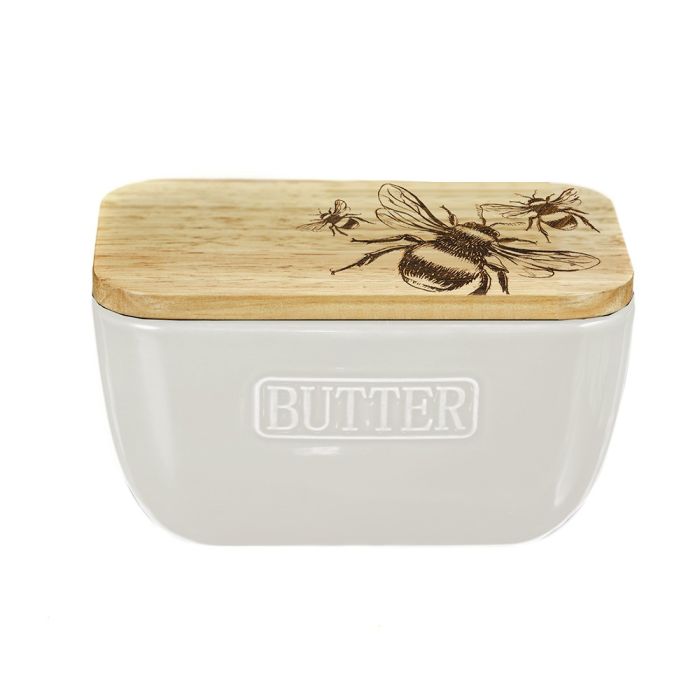 Selbrae White Butter Dish  -  Bee