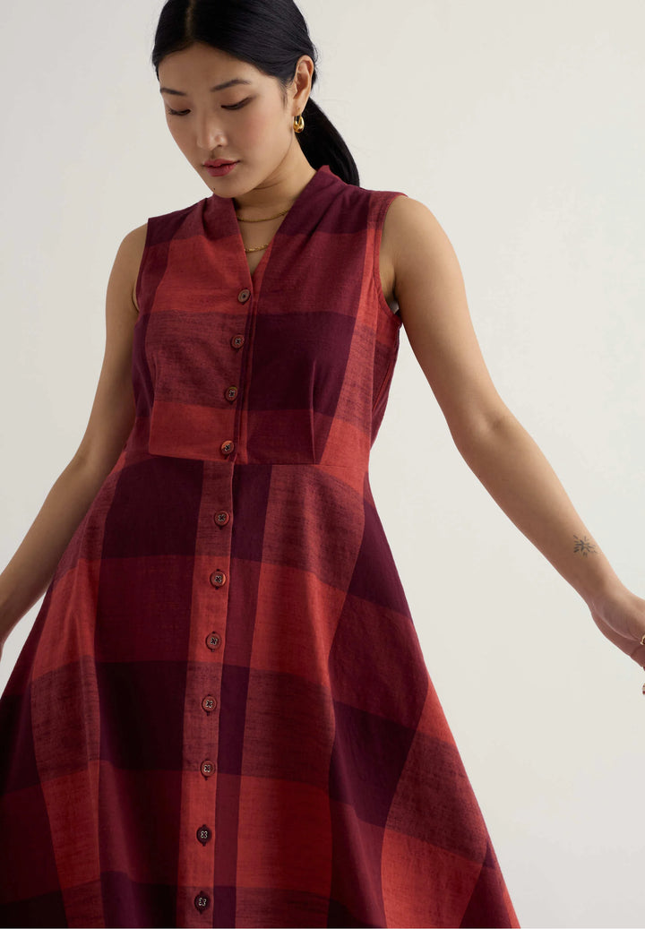 Seasalt Sleeveless Carved Wood Dress  -  Lavandin Umber