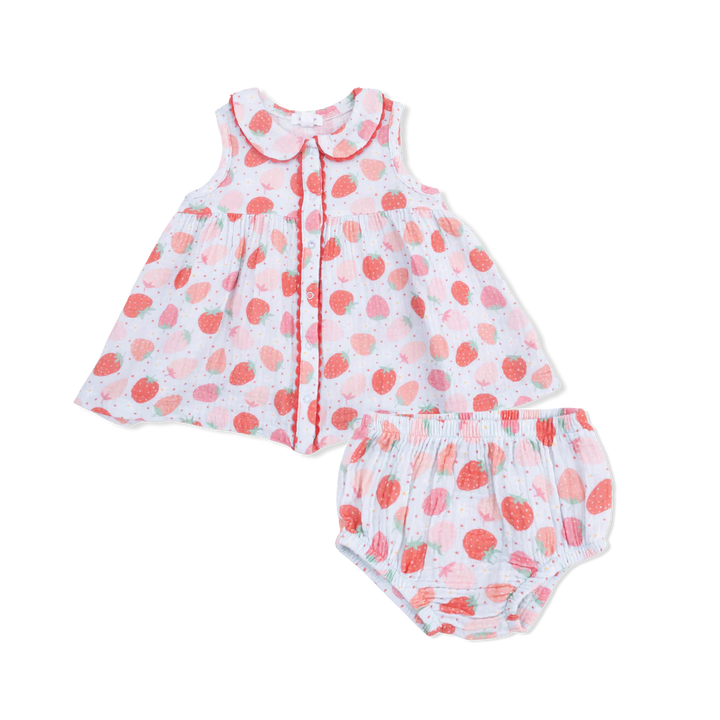 Angel Dear Baby Girl Jill Dress With Bloomer   703-S26-STB    Strawberry Bliss