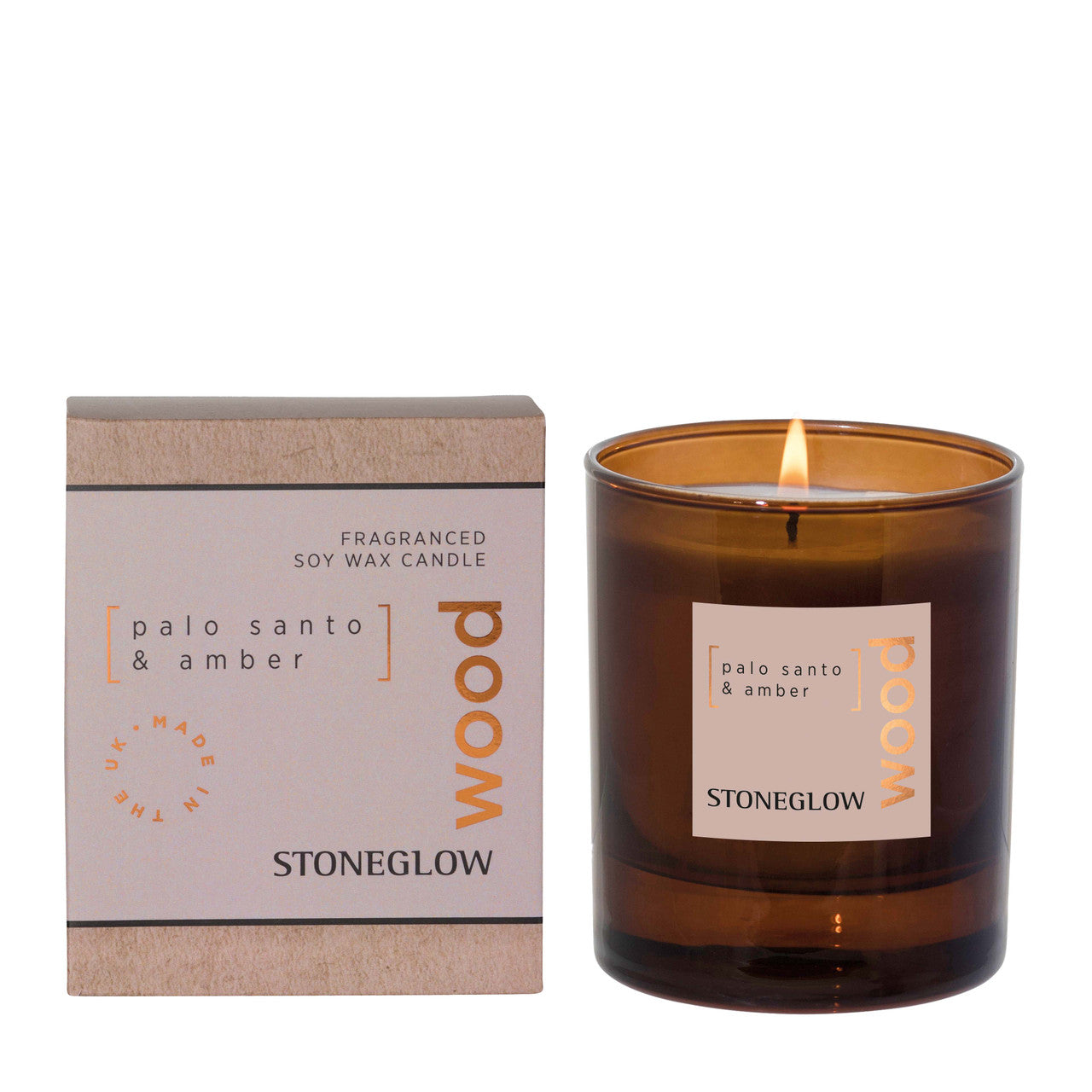 Stoneglow Wood Candle- Palo Santo & Amber