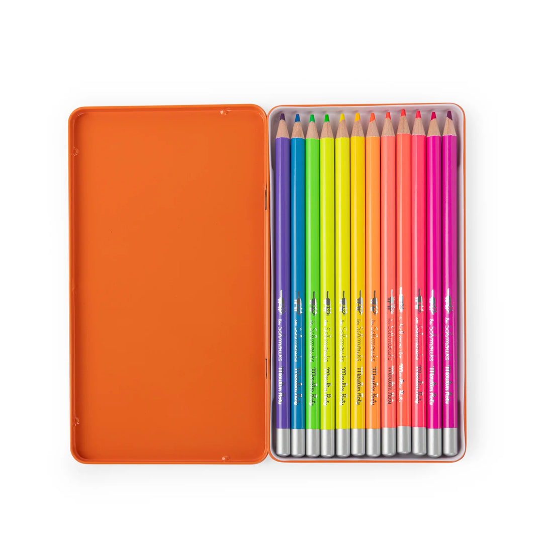 Moulin Roty Les Schmouks 12 Neon Colouring Pencils   716608