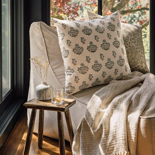Danica Salvia Block Print Pillow