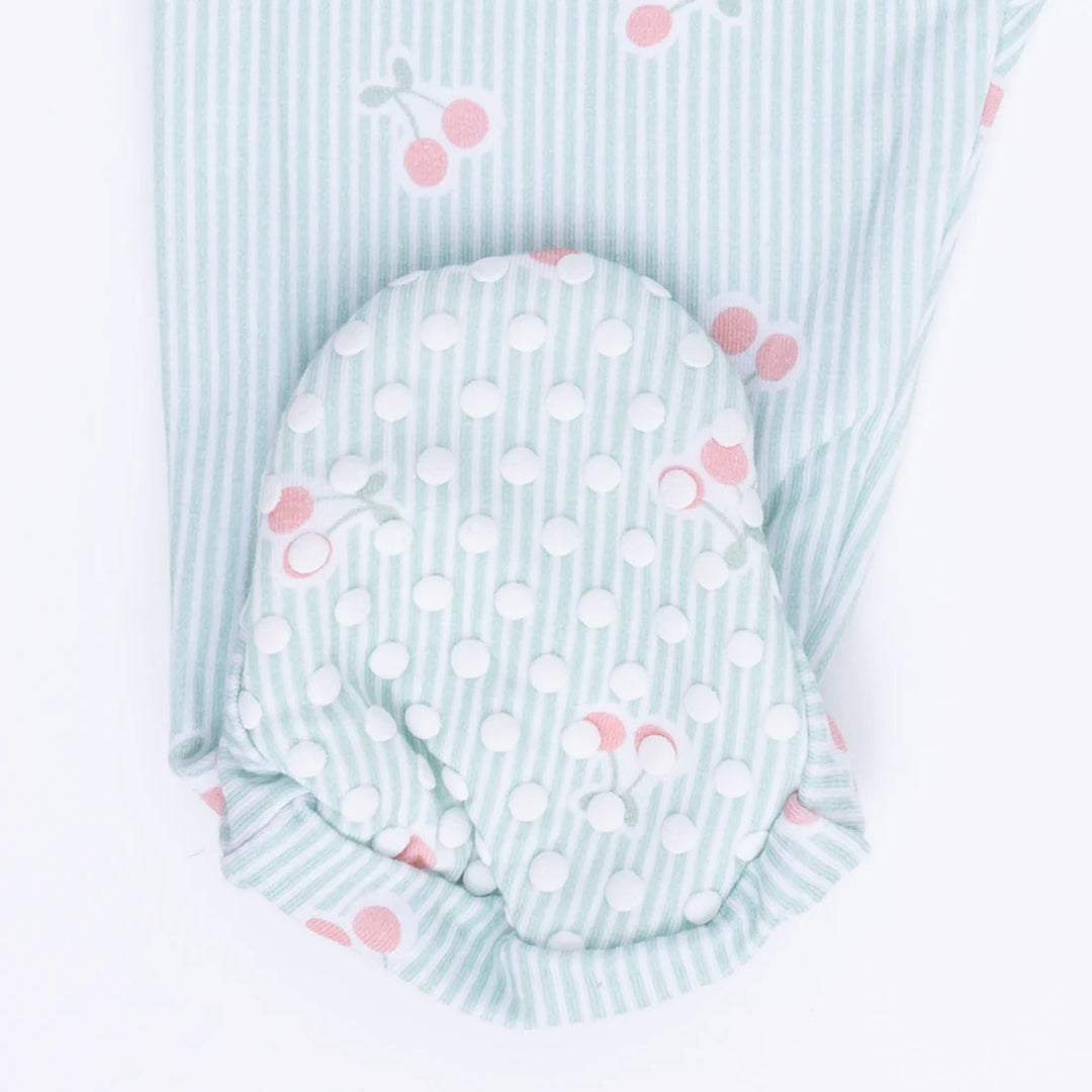 Angel Dear Baby 2 Way Zipper Footie With Ruffle   726-S26-CHS    Tiny Cherry Stripe