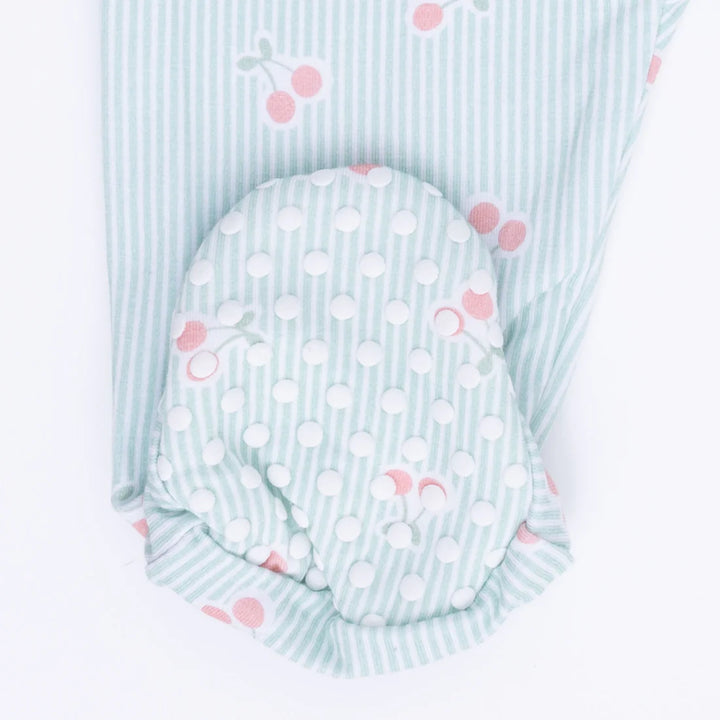 Angel Dear Baby 2 Way Zipper Footie With Ruffle   726-S26-CHS    Tiny Cherry Stripe