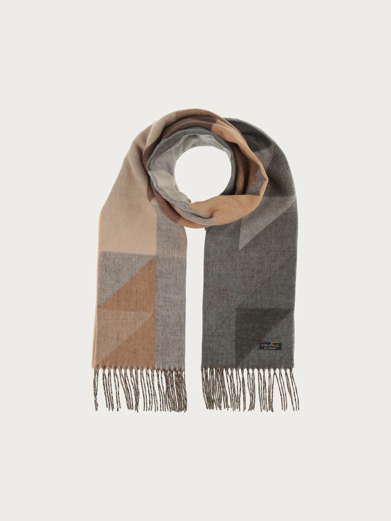 Fraas Cashmink Scarf  with Geometric Design  620002-960  Grey