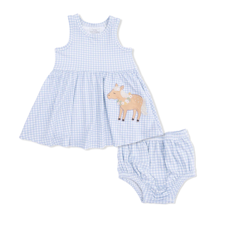 Angel Dear Baby Girl Tank Dress & Bloomer   743-S26-CFA   Mini Gingham Niagara Mist