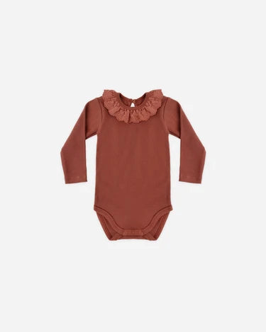 Quincy Mae Ruffle Collar Bodysuit   QM510TRAP   Redwood