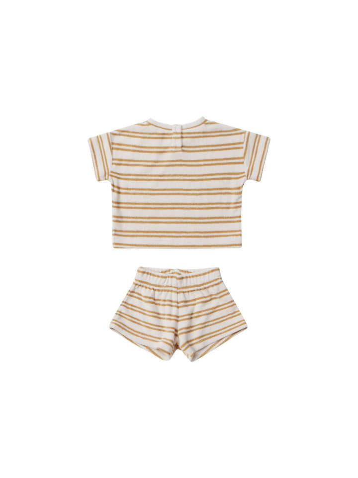 Quincy Mae Baby Terry Tee & Short Set  QM300IRMN  Honey Stripe**