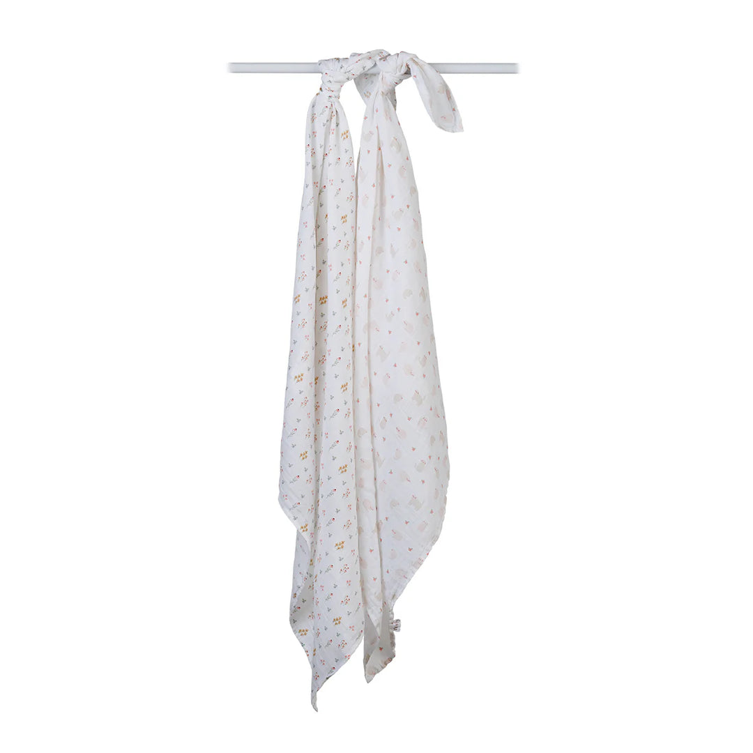 Lulujo Cotton Muslin Swaddles 2 Pk.   Kitty & Flower   LJ172