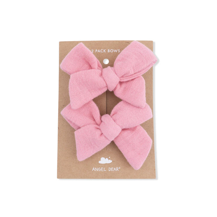 Angel Dear Bow Clips Set of 2   822-S26-SPP    Solid Muslin Poignant Pink