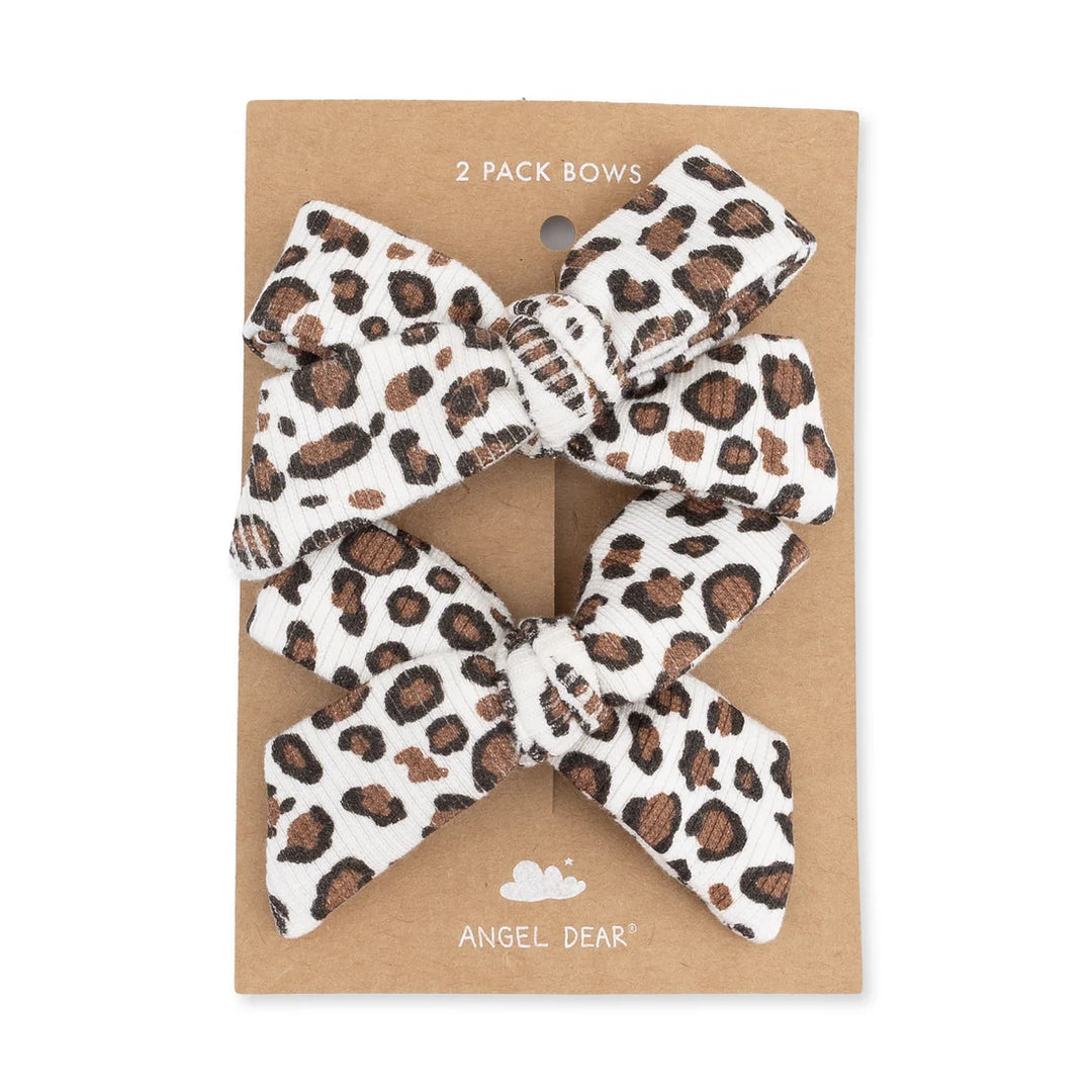 Angel Dear Baby Girl Bow Clips Set of 2   822-F26-LPR    Leopard Rib