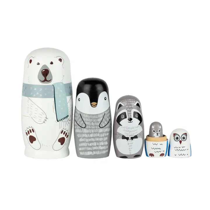 Silver Tree Wood Nesting Animals Doll  A10078  Polar Bear