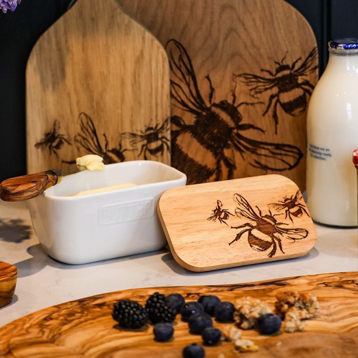 Selbrae White Butter Dish  -  Dragonfly