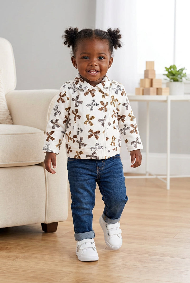 Angel Dear Baby Girl Motorcycle Jacket   870-F26-LPF   Leopard French Terry