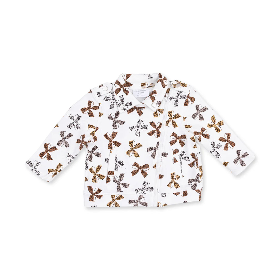 Angel Dear Baby Girl Motorcycle Jacket   870-F26-LPF   Leopard French Terry