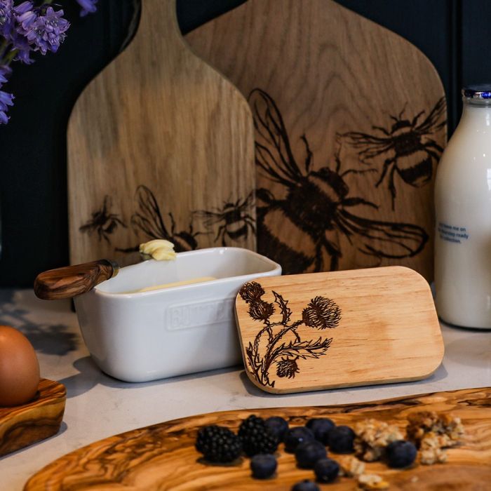 Selbrae White Butter Dish  -  Thistle Trio