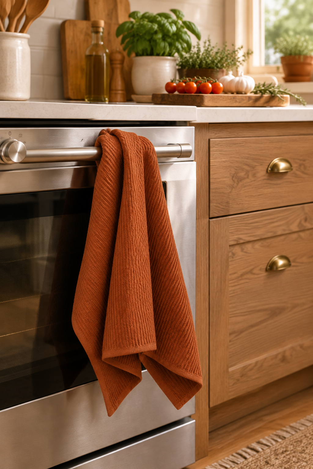 Danica Ripple Kitchen Towel Chestnut