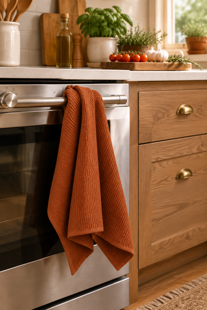 Danica Ripple Kitchen Towel Chestnut