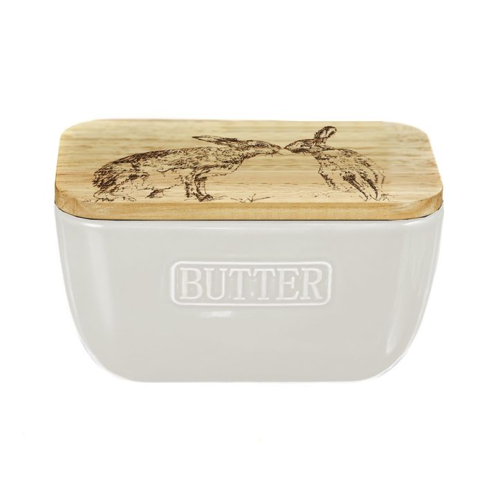 Selbrae Kissing Hare Butter Dish - White