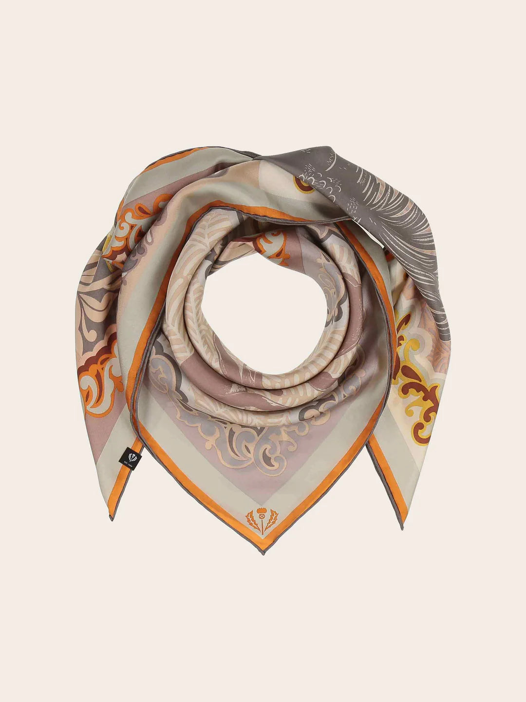 Fraas Silk Square with Rustic Animal and Plant Print  632030-940