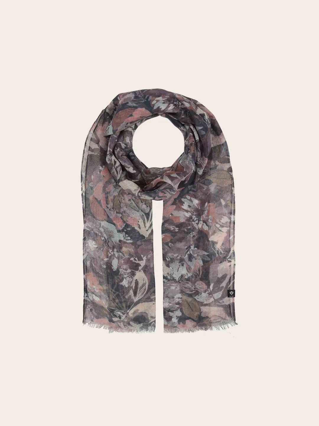 Fraas  Lightweight Scarf with All-Over Floral Print  640063-880  Greige