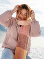 Fraas Checked Scarf  with Fringe  649006-419  Powder Rose