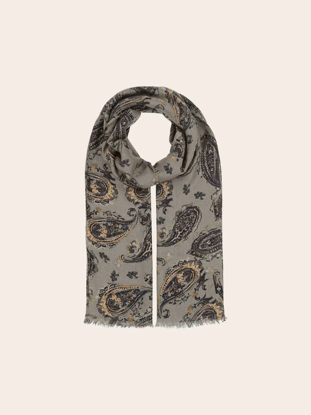 Fraas Scarf with Paisley Print  645030-940 Stone