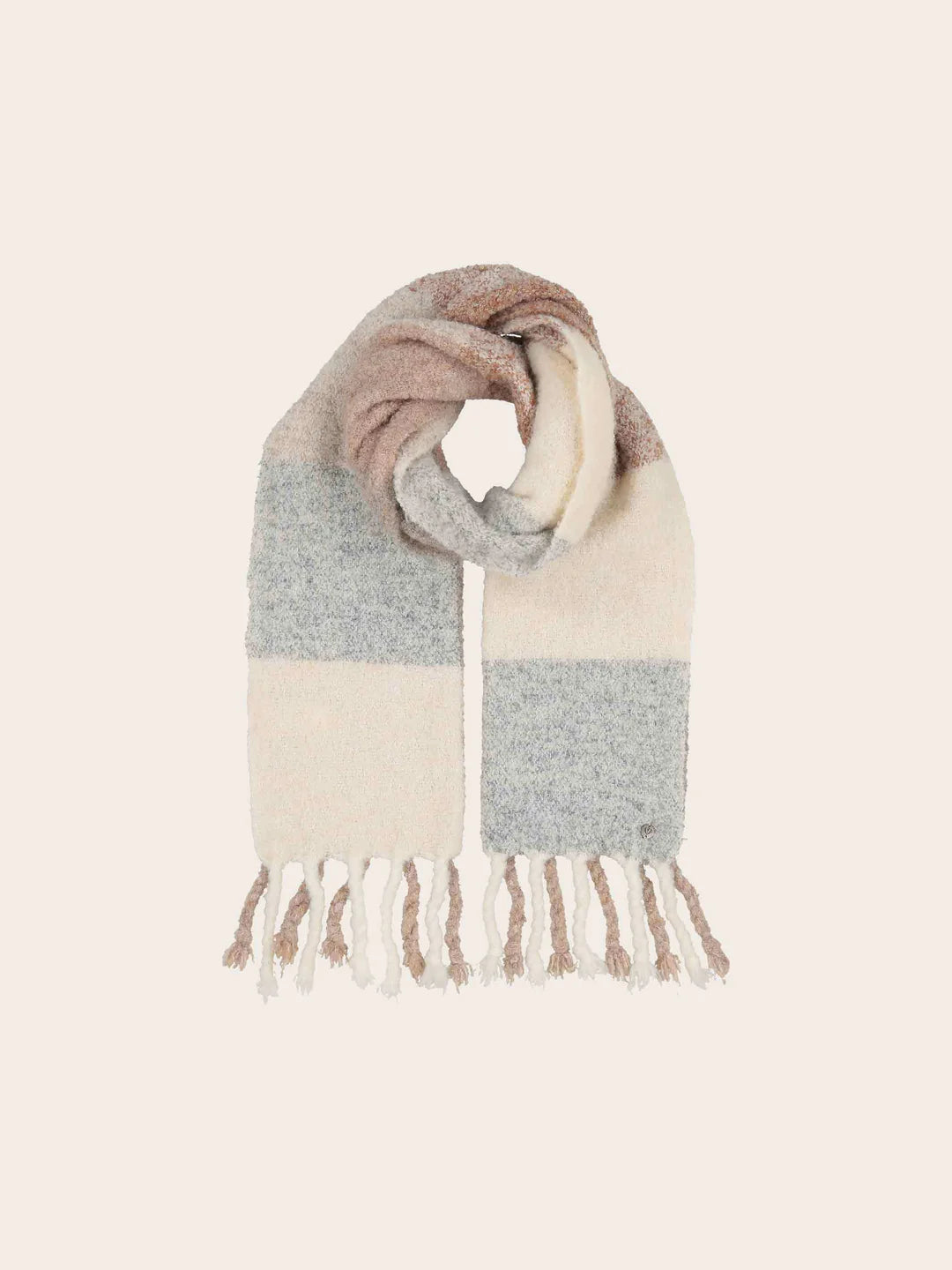 Fraas Checked Scarf with Fringe  649006-174  Sand