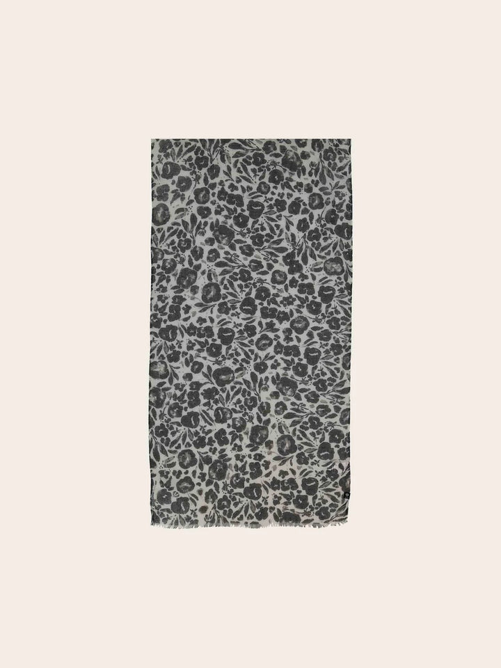 Fraas Lightweight Scarf with Floral Print  640061-900 Black/White