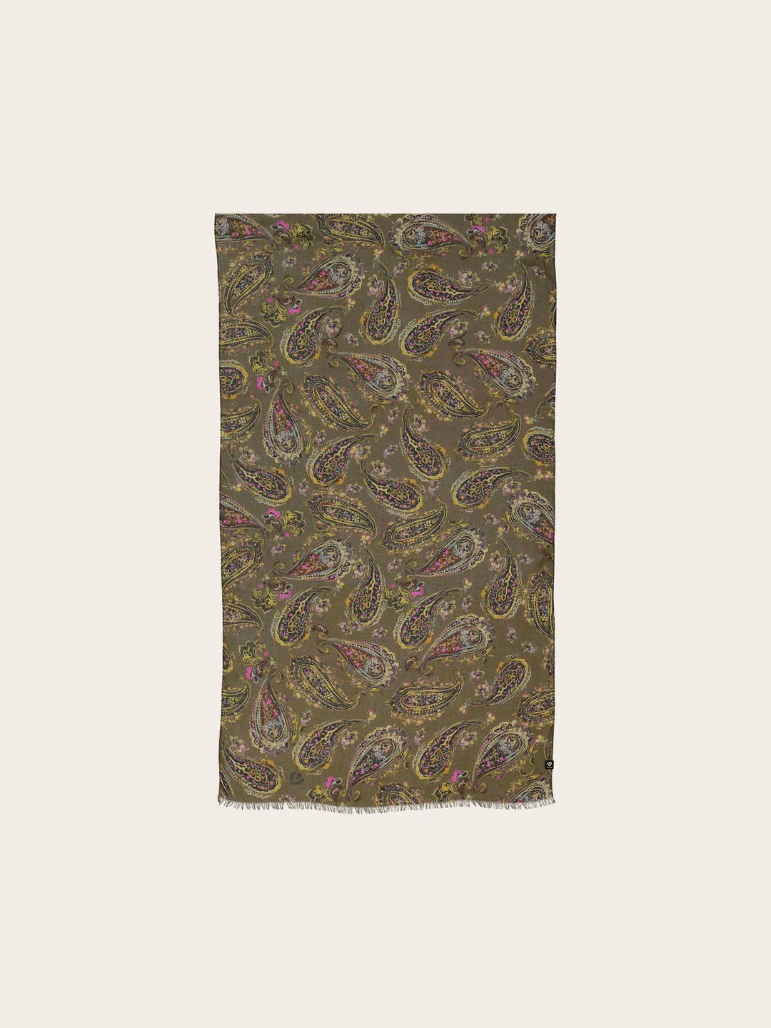 Fraas Scarf with Paisley Print  645030-753 Safari Green
