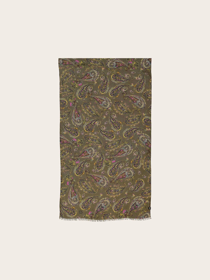 Fraas Scarf with Paisley Print  645030-753 Safari Green