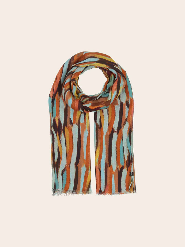 Fraas Scarf with Floral Print  645031-524 True Blue