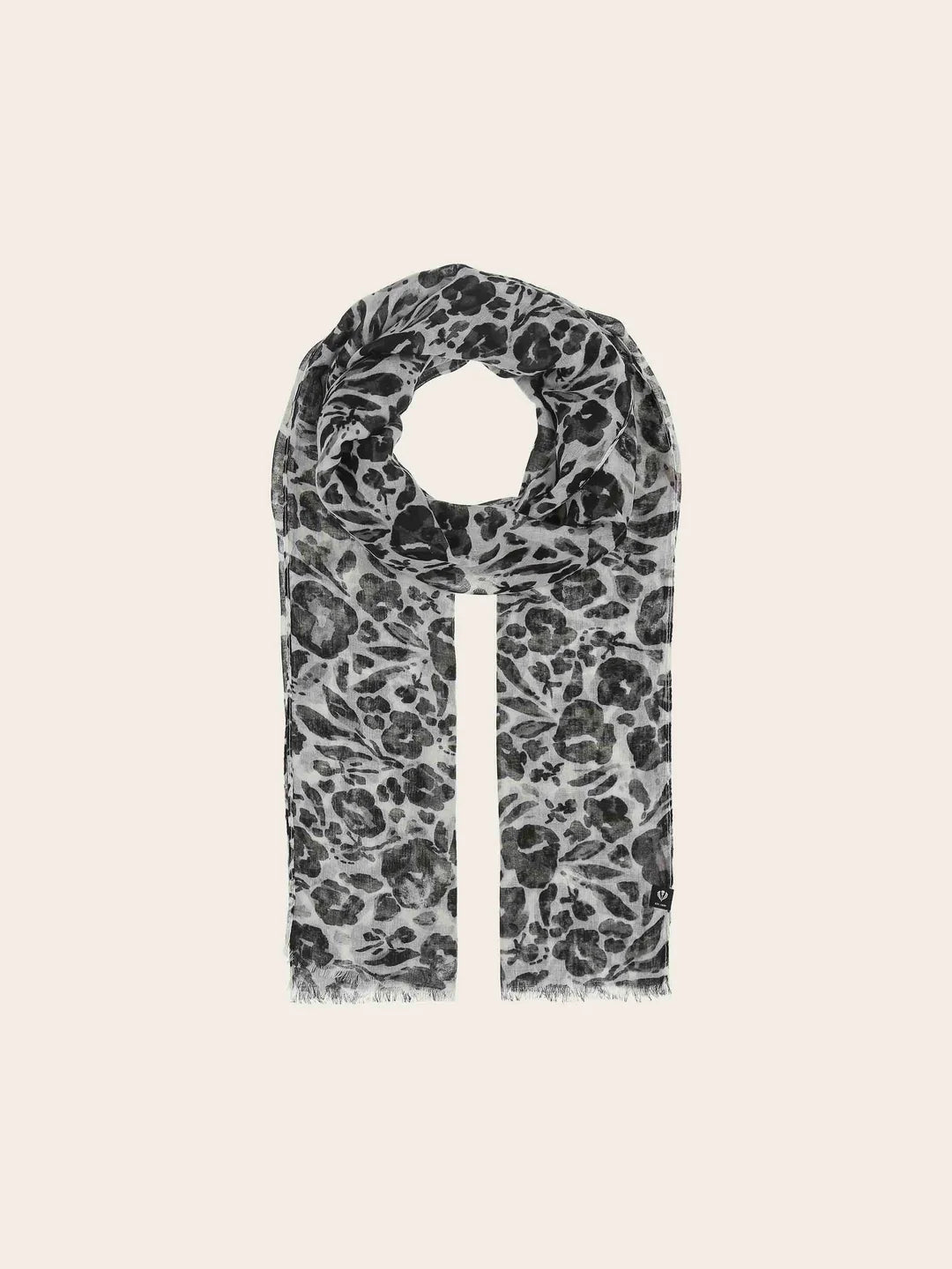 Fraas Lightweight Scarf with Floral Print  640061-900 Black/White