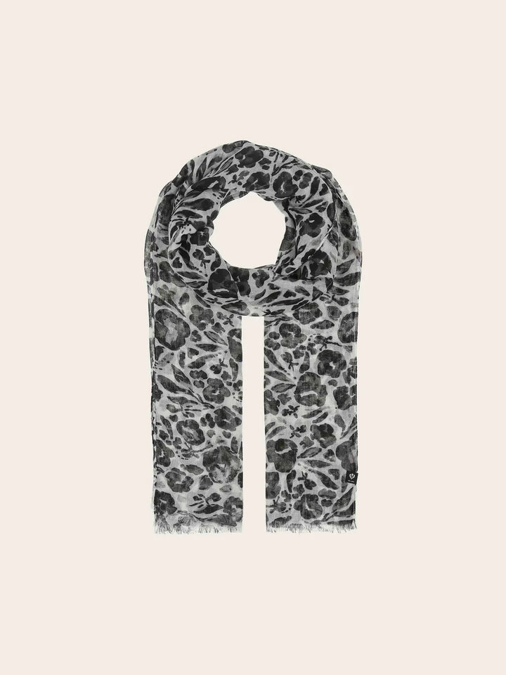 Fraas Lightweight Scarf with Floral Print  640061-900 Black/White